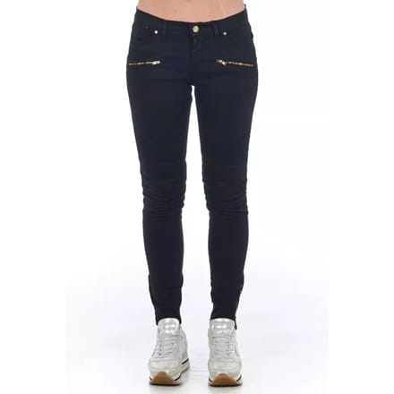 Motostyle Skinny Jeans met Gouden Ritsen