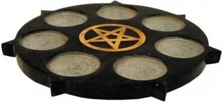 Sfeerlichthouder Pentagram zwart zeepsteen - 25 - Zeepsteen - Zwart