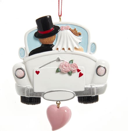 Kersthanger ornament trouwen trouwauto