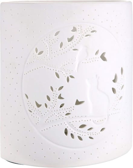 Omgoods - Decoratieve Tafellamp Kat met Vogel Porselein 20cm