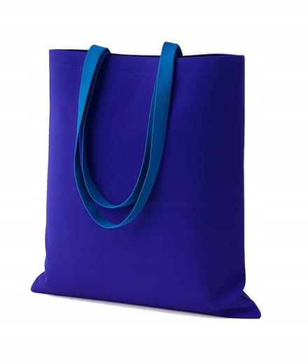 Navy Katoenen Boodschappentas 38x42cm - Outlet met Lange Handvatten