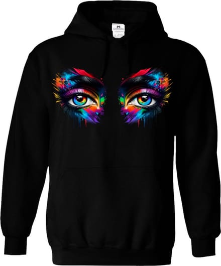 Dames hoodie-print-eyes-zwart-Maat M