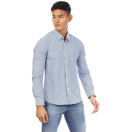 Peter Werth Heren Beasley Verticale Streep Lange Mouwen Shirt (Marineblauw/Wit)