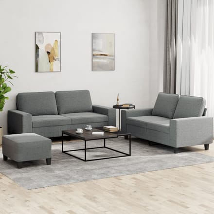 vidaXL - 3-delige - Loungeset - stof - donkergrijs