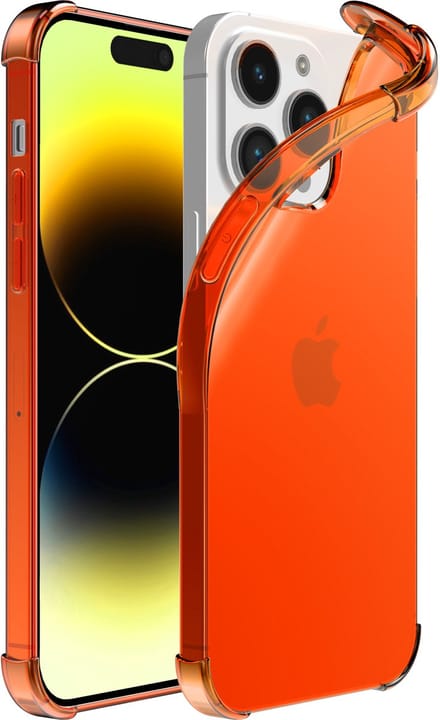 Smartphonica iPhone 14 Pro transparant shockproof siliconen hoesje met stootrand - Oranje geschikt voor iPhone 14 Pro