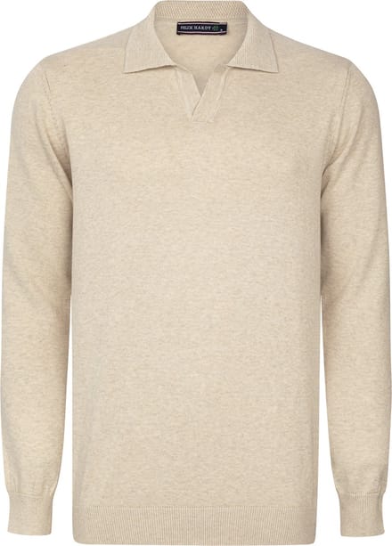 Felix Hardy Gebreide Polo Trui - Polo Kraag - Sweater - 100% Katoen Heren Beige - 2Xl