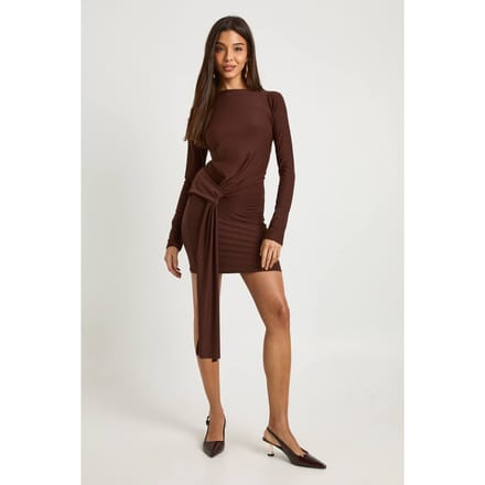boohoo Dames Twist-front mini-jurk | Chocolate | Maat: 8