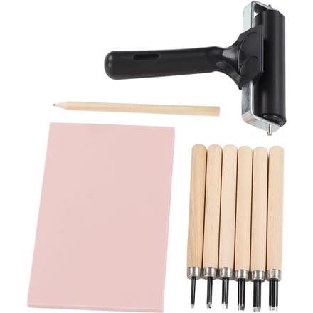 Stempelmaakset Diverse Carveermessen Carveerblok Flexibele Roller Stempel Carveergereedschap voor DIY white