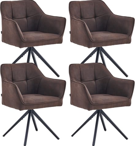 Colenis® - Pearl Eetkamerstoel - Set Van 4 - Bruin - Microfiber Stof - Microvezel - Industrieel