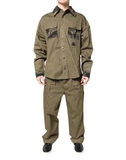 Camouflage Patchwork Shirt en Broek Set