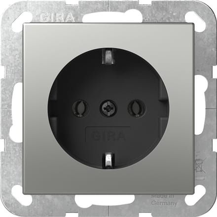 GIRA Systeem 55 Wandcontactdoos met randaarde 1V Edelstaal 4466600