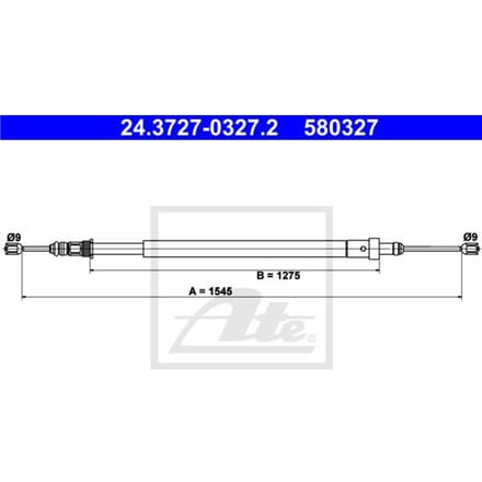 Kabel, parkeerrem ATE 24.3727-0327.2 rechts