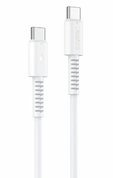 Yesido CA154 USB-C naar USB-C Kabel – 60W Power Delivery – 1 meter – Snellader – PVC – Wit