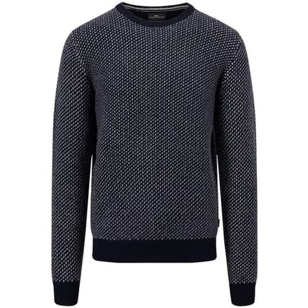 Fynch-Hatton Trui O-Neck Lambswool Mini Jacquard Navy / male