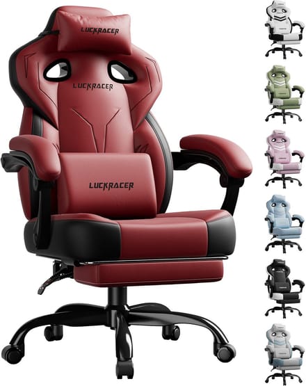 LUCKRACER - Gaming Stoel Bureaustoel - Met Memory Foam en Voetensteun - Rood