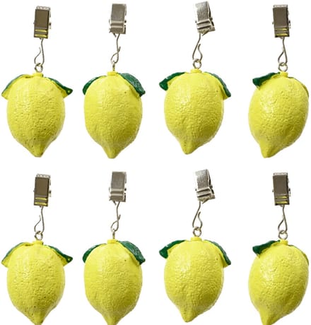 Decoris tafelkleedgewichtjes/hangers - 8x - citroen - ijzer - geel