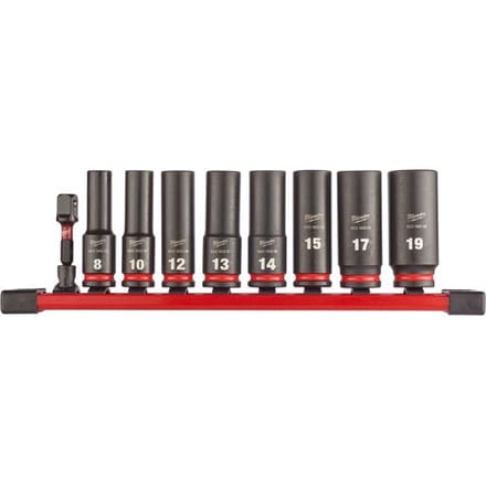 Milwaukee doppenset Shockwave 3/8 lang 8-19 op rail