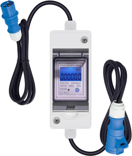 Draagbare Digitale Stroommeter voor Energieverbruik met IP65 Waterdichtheid - Ideaal voor Camping, Camper en E-auto