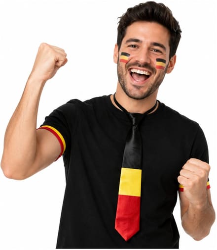 België Stropdas - Satijn - Zwart/Geel/Rood