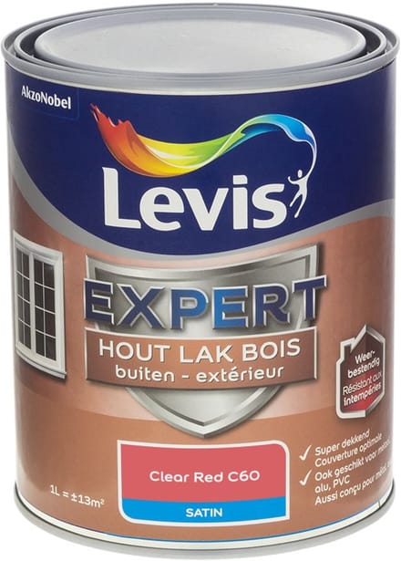 Levis - Expert Hout Lak Buiten Satin Mix - Clear Red C60 - Mengverf - 1 L