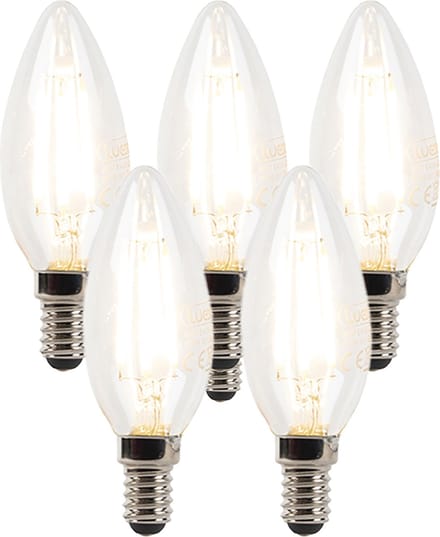 LUEDD Set van 5 E14 dimbare LED kaarslampen B35 helder 3W 250 lm 2700K
