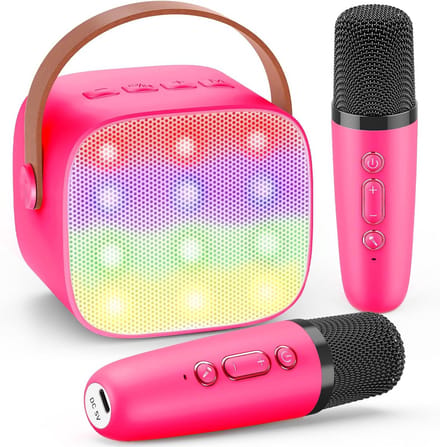 Draagbare Karaokeset met 2 Microfoons en LED Lichteffecten voor Kinderen