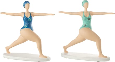 J-Line figuur Vrouw Yoga Stretch - polyresin - mix - 2 stuks