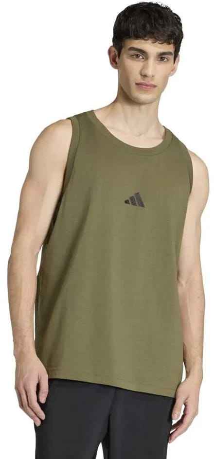 Adidas Essentials Small Logo Mouwloos T-shirt Groen M Man
