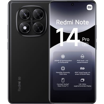 Xiaomi Redmi Note 14 Pro 5G 8GB 256GB NFC Smartphone Black