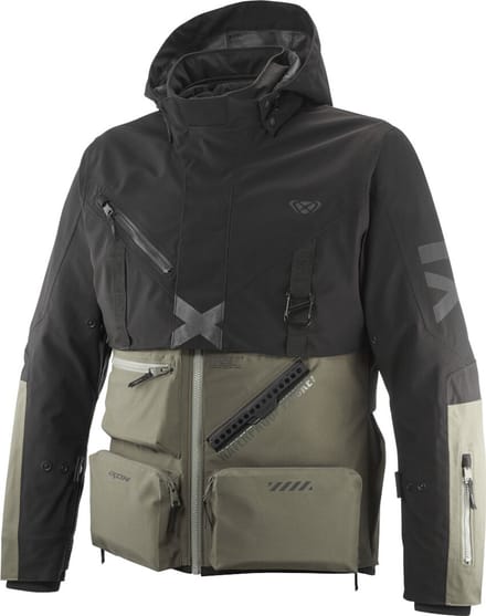 Ixon Etna Kaki Zwart Waterdichte Textiele Motorjas - Jas