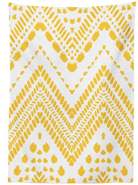 ABAKUHAUS – Tafeldoek 140x200 – Geel Chevron Satijn – Machinewasbaar
