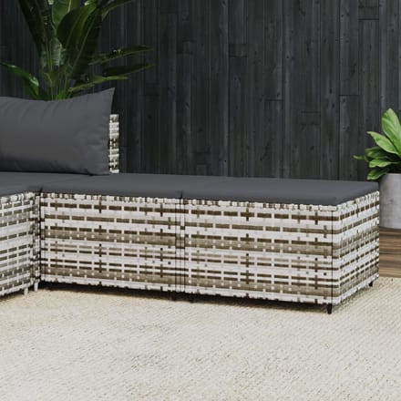 vidaXL - Voetensteunen - 2 - st - met - kussens - poly - rattan - grijs