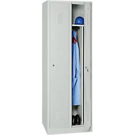 Kledinglocker - met 2 compartimenten - B 500 x D 500 x H 1800 mm - cilinderslot - lichtgrijs
