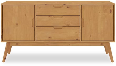 Sideboard TIVOLI, van massief hout met 2 deuren en 3 lades - eiken afwerking