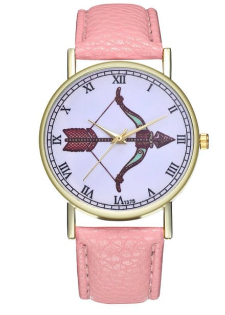 Hidzo Horloge Pijl en Boog Ø 38 - Lichtroze - Kunstleer