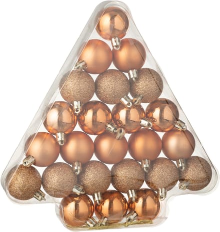 J-Line kerstbal - kunststof - oranje - doos van 24