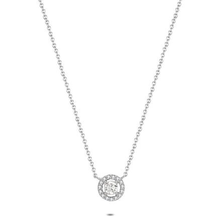 Twice As Nice Halsketting in zilver, ronde steentjes 40cm+5cm