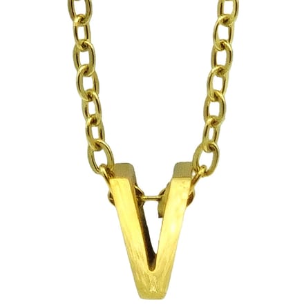 Initial ketting letter V - Minimalistisch - Goudkleurig Staal