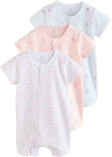 Next - Meisjes - Set van 3 babyrompertjes met rits - Roze