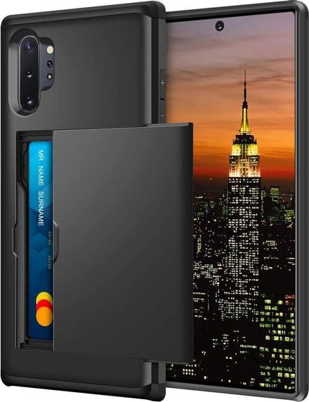 Geschikt voor Samsung Galaxy Note 10 Pro Backcover | Zwart | Pasjeshouder | TPU - Hard PC