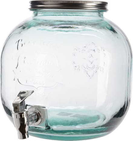 Decoris Drankdispenser/limonadetap met kraantje - gerecycled glas - 6L