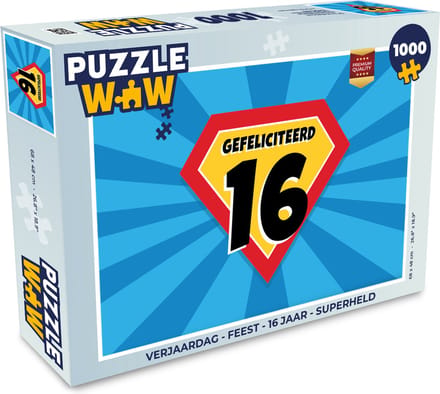Puzzel Verjaardag - Feest - 16 Jaar - Superheld - Legpuzzel - Puzzel 1000 stukjes volwassenen