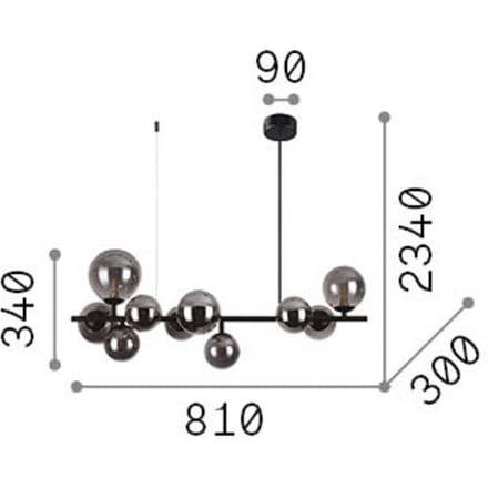 IDEAL LUX hanglamp Perlage Lengte 81 cm messing/amber 10-lamps