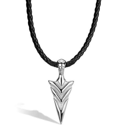 SERASAR Heren Lederen Ketting [Arrow] - Zilver 50cm - Hals Sieraden Hanger