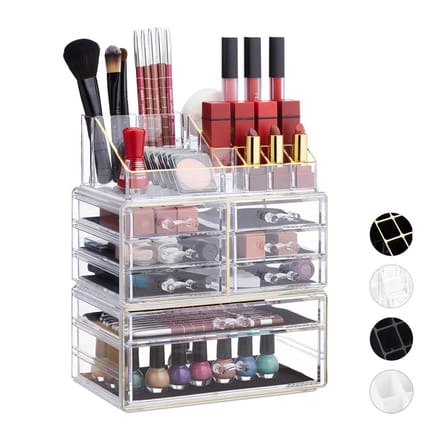 Make up organizer - 8 lades - transparant-goud