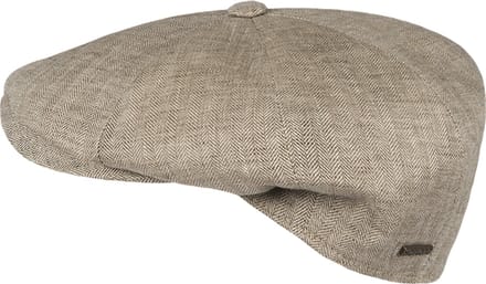 Duco - Linnen flatcap met visgraatpatroon - Beige