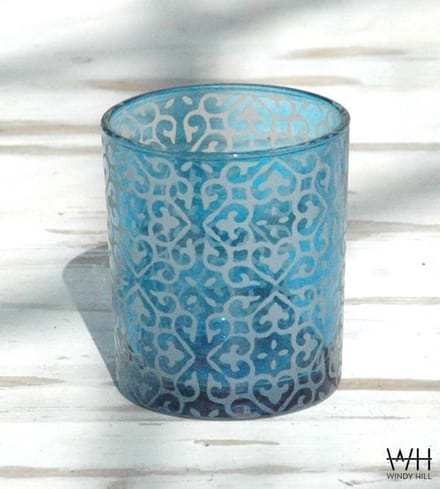 theelichthouders/kaarsenhouder Windy Hill  June blauw medium - doos 6 stuks