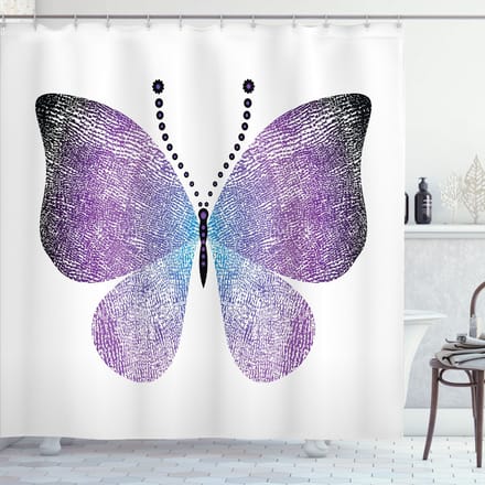 ABAKUHAUS Vlinder-douchegordijn – 175×180 cm – donkerpaars/violet