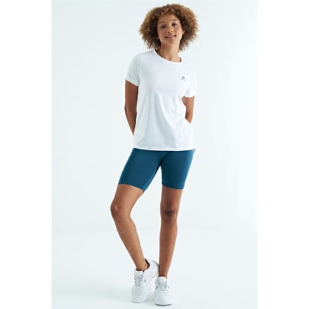 Dames relaxe crewneck T-shirt met zijsplitten
