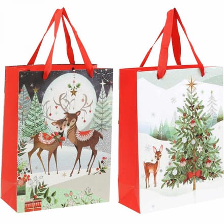 Cadeauzakjes Kerstcadeauzakje hert 24×18cm 2st